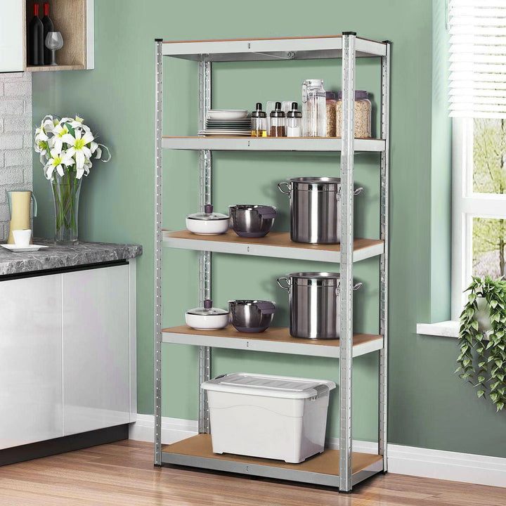 Green Blue GB378 Lagerregal aus Metall mit 5 Höhenverstellbaren Regalböden 175 kg Tragkraft per Regalböden 180x90x40cm Steckregal Verzinkt Klappbar Kellerregal Werkstattregal