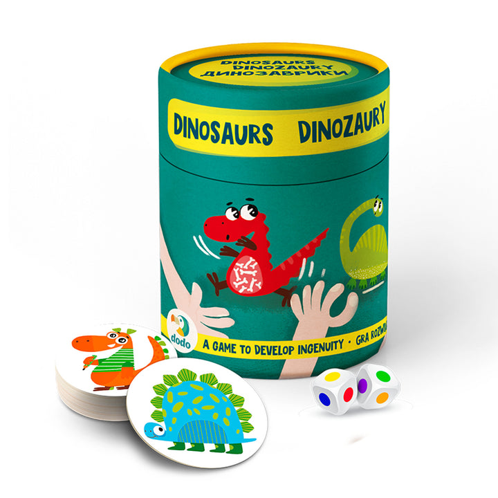 Wahrnehmungsspiel Dodo Dinosaurier 27 Spielfiguren und zwei Würfel
