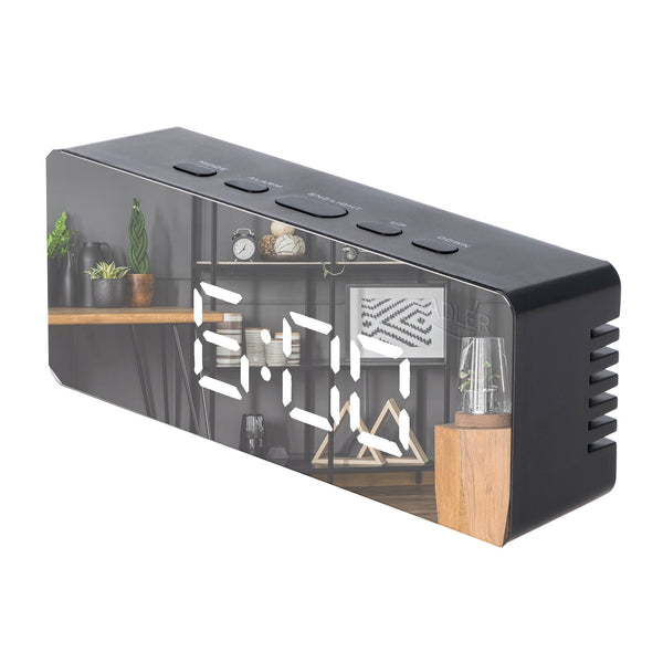 Wecker mit Raumtemperaturanzeige Alarm Datumsanzeige Weckeranzeige Hintergrundbeleuchtung Tischuhr Temperaturanzeige USB- oder batteriebetrieben (Schwarz)