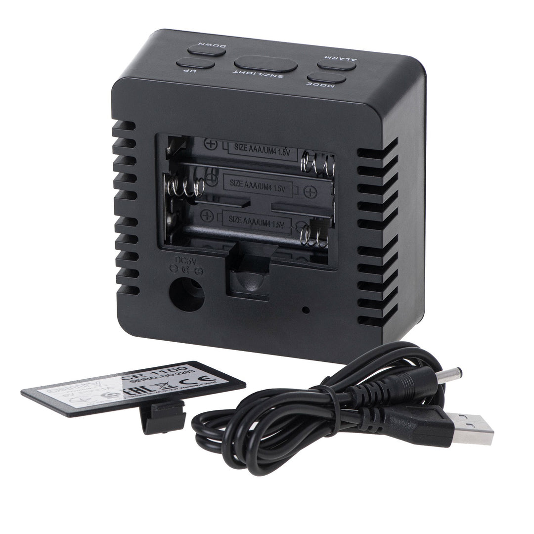 Wecker mit Raumtemperaturanzeige Alarm Datumsanzeige Weckeranzeige Hintergrundbeleuchtung Tischuhr Temperaturanzeige USB- oder batteriebetrieben (Schwarz)