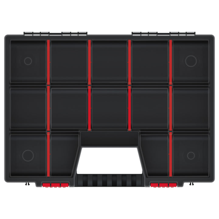 Werkzeug-Organizer Werkzeugkasten mit 10 Herausnehmbaren Fächern Transparenter Deckel 390 x 290 x 65mm