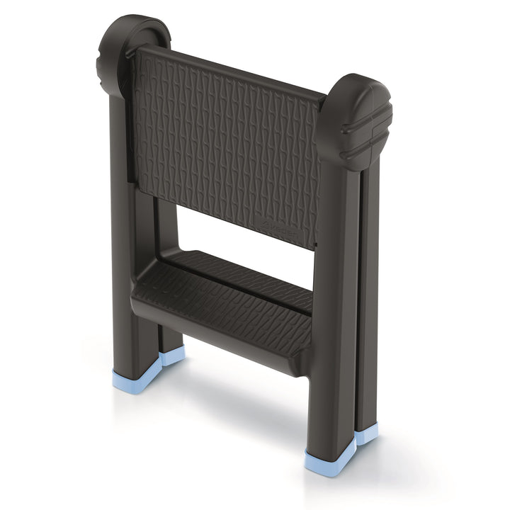 Keden Titan Ladder Trittleiter Klapptritt mit 2 Stufen Werkstattleiter Belastbar bis 150kg rutschfest Kunststoff 47x43x63 cm
