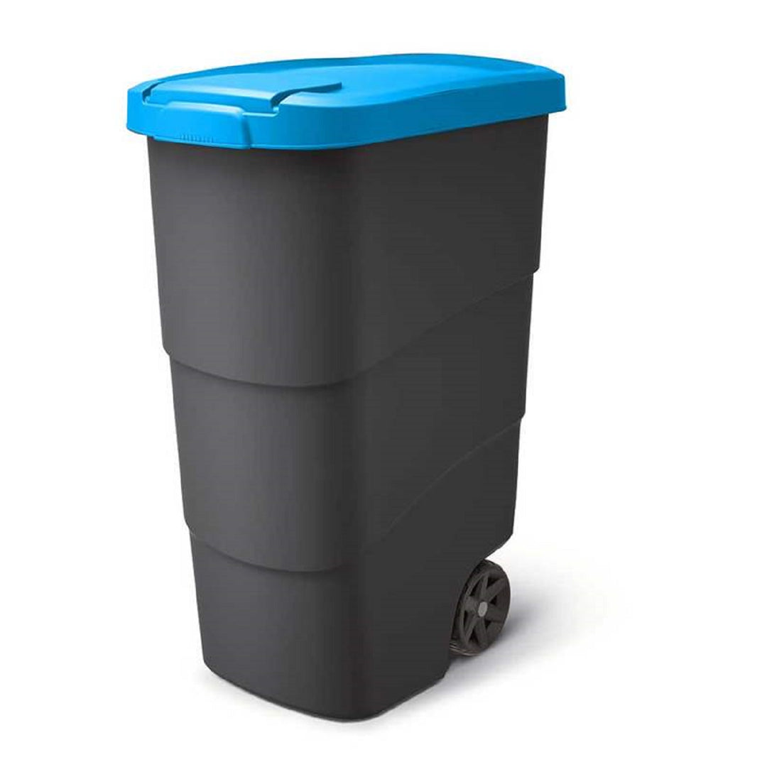 Prosperplast Wheeler 90L Müllbehälter mit Rädern und Deckel Mülltonne Müllgroßbehälter Großmülltonne Universaltonne Kunststoff  Blau