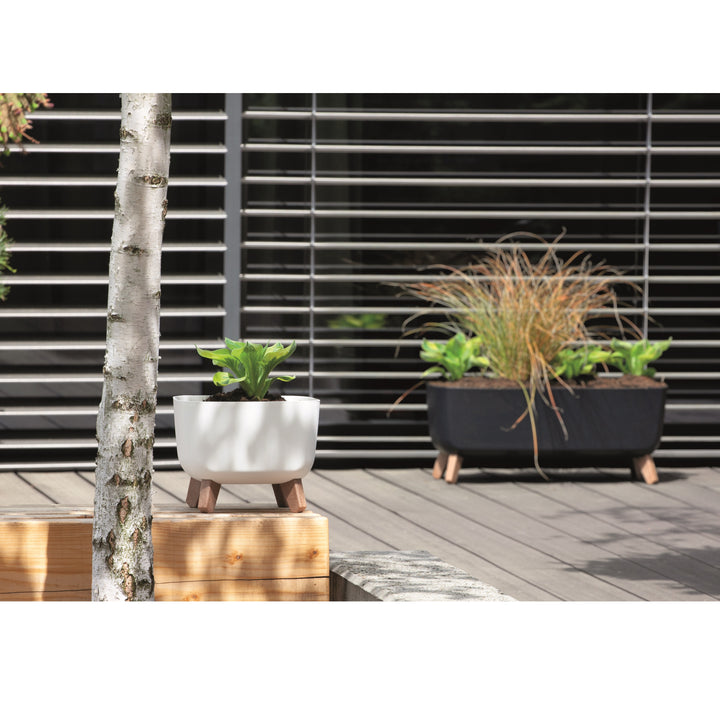 Prosperplast Gracia Square Blumentopf mit abnehmbaren Beinen inkl. Einsatz für Innen- und Außenbereich Pflanzgefäß Quadratisch Kunststoff UV-beständig 39x39x27cm