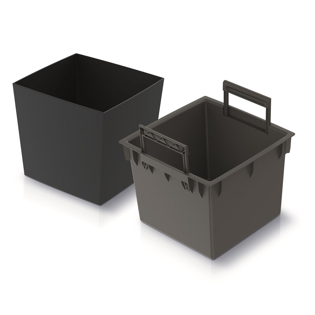 Prosperplast 2in1 Blumentopf mit Innenkübel Übertopf Pflanzentopf Kräutertopf Pflanzkübel Kunststoff Quadratisch 24 cm x 24 cm x 23,5 cm Anthrazit