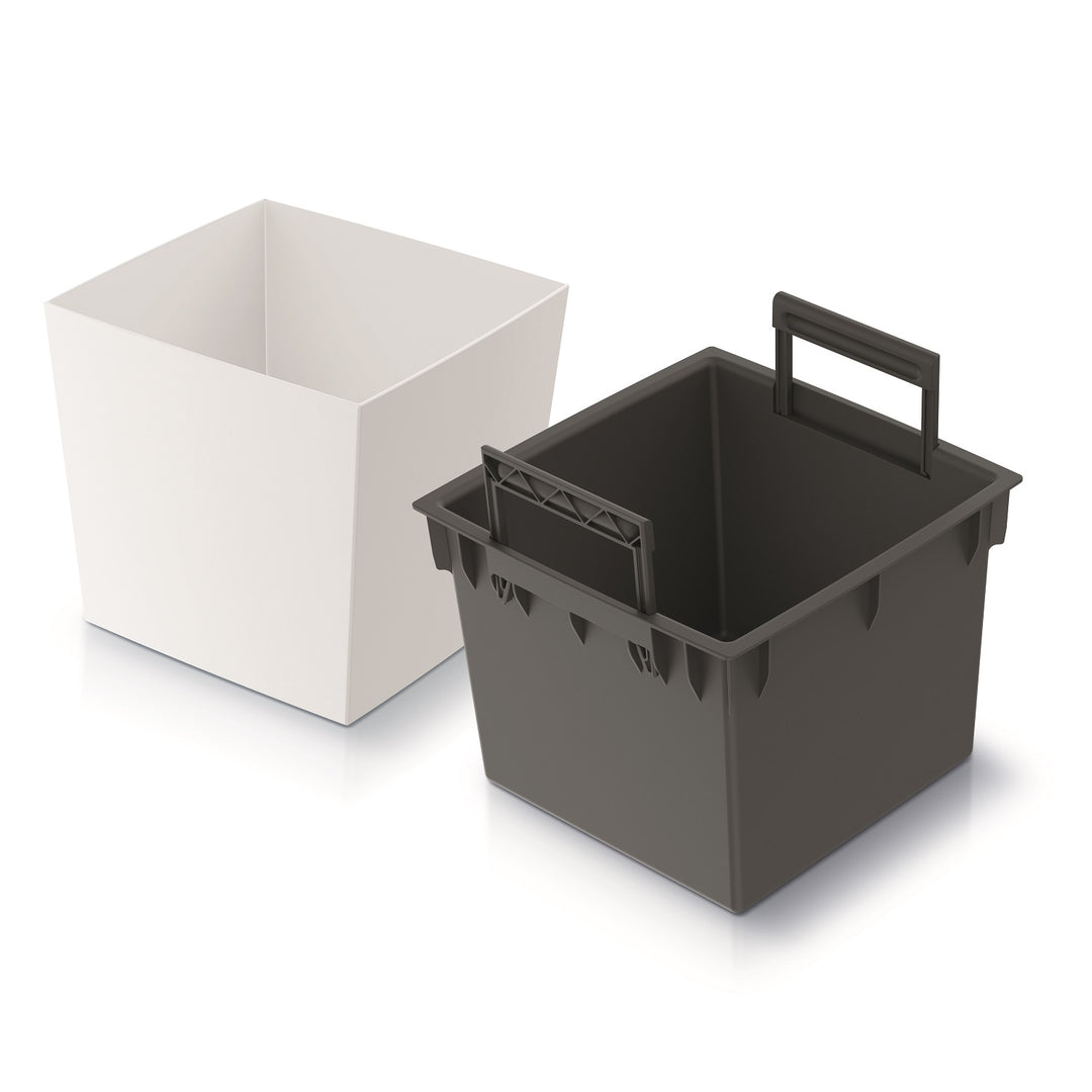 Prosperplast 2in1 Blumentopf mit Innenkübel Übertopf Pflanzentopf Kräutertopf Pflanzkübel Kunststoff Quadratisch 29,5 cm x 29,5 cm x 29 cm (Weiß)