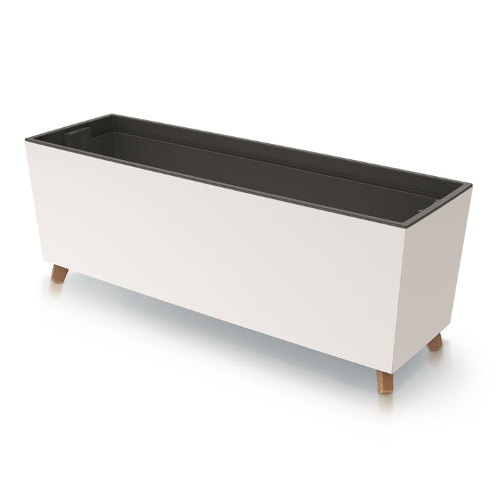Prosperplast Urbi Case N Blumenkasten mit Beinen und Innentopf für Innen- und Außenbereich Rechteckig Blumentopf UV-beständig Rechteckig 77x23,5x30cm (Weiß)