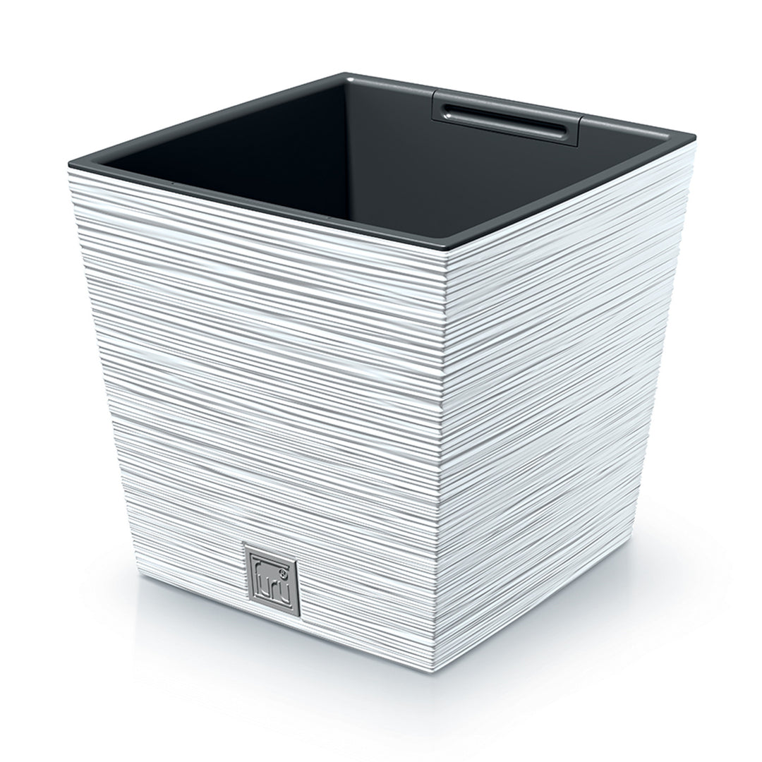 Prosperplast Furu Square Low Blumentopf mit Einsatz DFS300-S449 - weiß