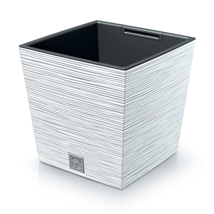 Prosperplast Furu Square Low Blumentopf mit Einsatz DFS300-S449 - weiß