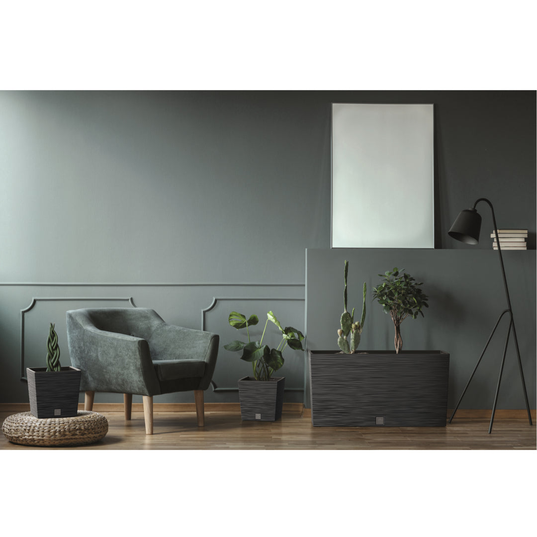 Prosperplast Furu Case Middle Pflanzkübel mit Innentopf Pflanztrog Blumentrog für Innen- und Außenbereich Rechteckig Kunststoff 77x23,5x41cm (Beton)