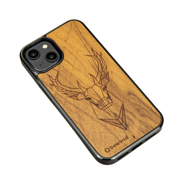 Bewood Handyhülle Holzetui Kompatibel mit iPhone 14 Schutzhülle Hergestellt aus Naturholz Handwerkliche Präzision (Hirsch/Imbuia)