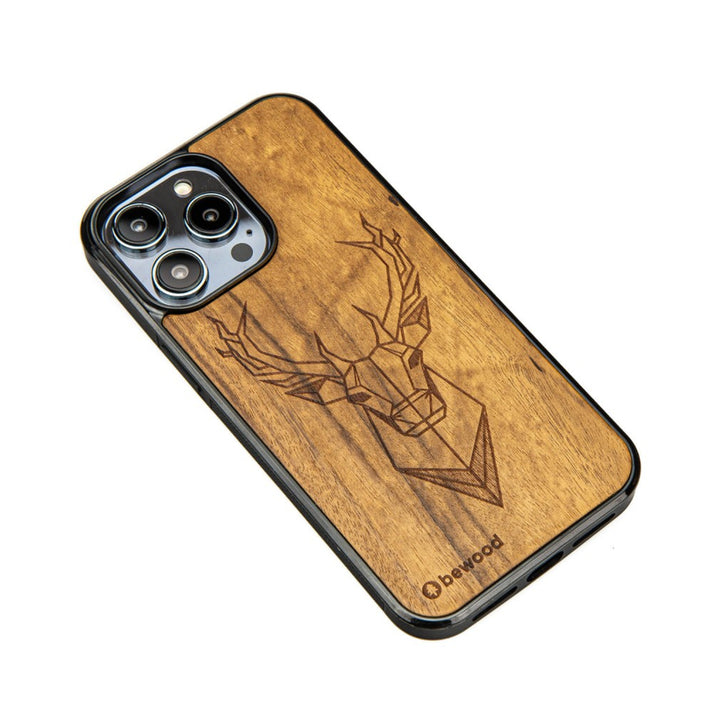 Bewood Handyhülle Holzetui Kompatibel mit iPhone 14 Pro Max Schutzhülle Hergestellt aus Naturholz Handwerkliche Präzision (Hirsch/Imbuia)