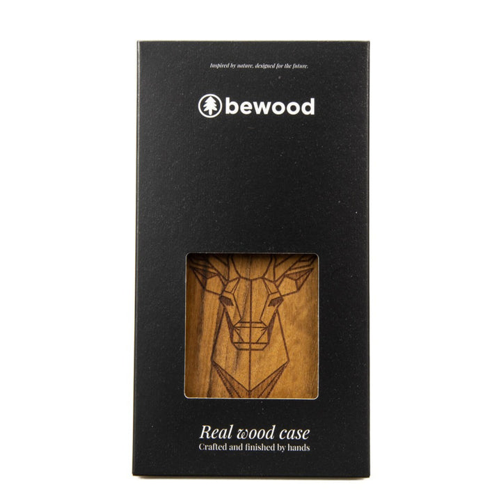 Bewood Handyhülle Holzetui Kompatibel mit iPhone 14 Pro Max Schutzhülle Hergestellt aus Naturholz Handwerkliche Präzision (Hirsch/Imbuia)