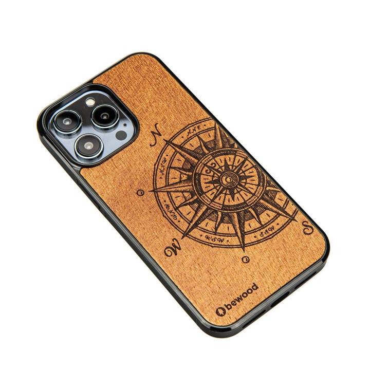 Bewood Handyhülle Holzetui Kompatibel mit iPhone 14 Pro Max Schutzhülle Hergestellt aus Naturholz Handwerkliche Präzision  (Traveler / Merbau)