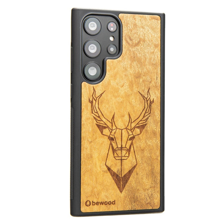 Bewood Handyhülle Holzetui Kompatibel mit Samsung Galaxy S23 Ultra Schutzhülle Hergestellt aus Naturholz Handwerkliche Präzision (Hirsch/Imbuia)