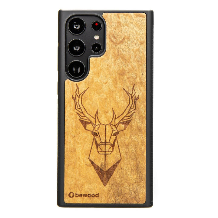 Bewood Handyhülle Holzetui Kompatibel mit Samsung Galaxy S23 Ultra Schutzhülle Hergestellt aus Naturholz Handwerkliche Präzision (Hirsch/Imbuia)