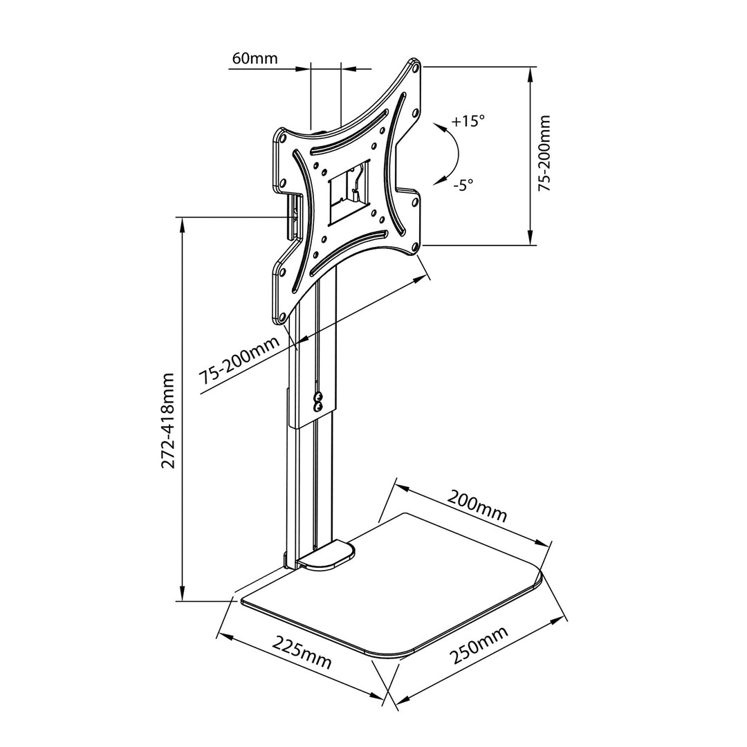 Wandhalterung für Fernseher mit Ablage Maclean, max. 20 kg, max. VESA 200x200, für Fernseher 15-42", MC-451