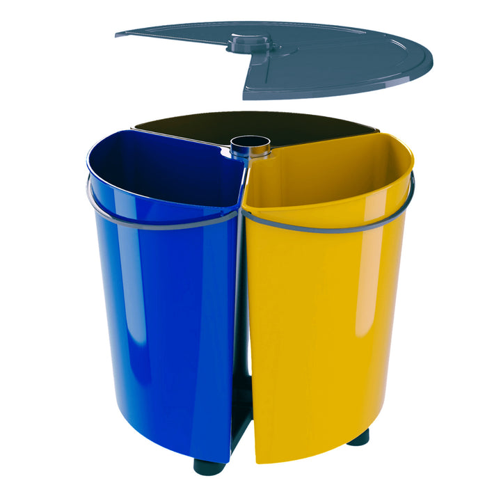 SMARTECO Ecobin Drehbarer Sortierabfallbehälter mit 3 herausnehmbaren Fächern Deckel rund Mülltrennung Recycling ECO 3x 11.7L