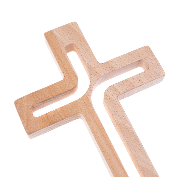 Hängendes Kreuz aus Buchenholz Modern Wandkreuz Kruzifix Glatte Oberfläche Hängend Holzkreuz (Naturholz, 18x12x1,5cm)