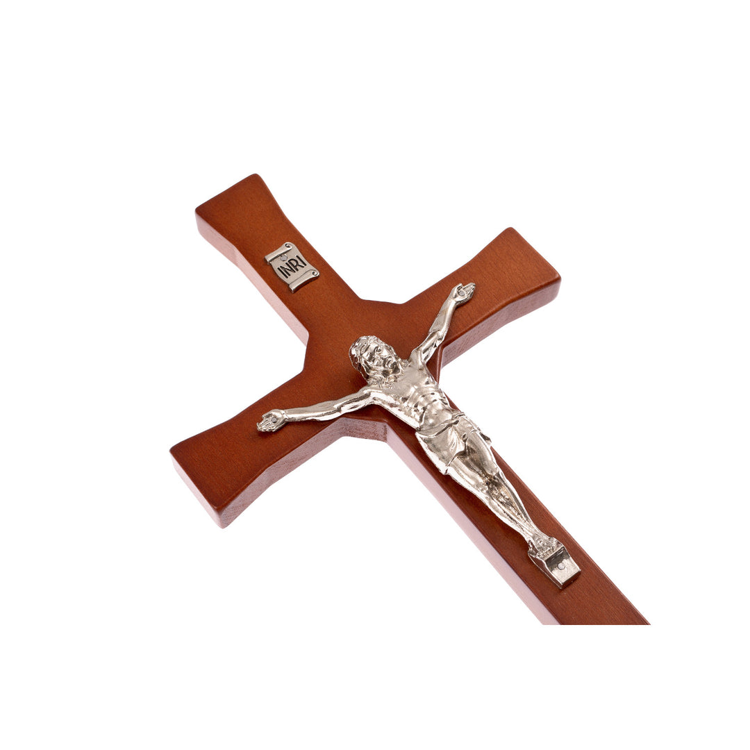 Hängendes klassisches Kreuz mit einem gestreiften Kreuz braun 18x8x1,4cm