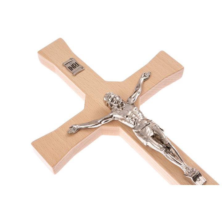 Hängendes klassisches Kreuz mit gestreiftem Kreuz natural 42x18x1,8cm
