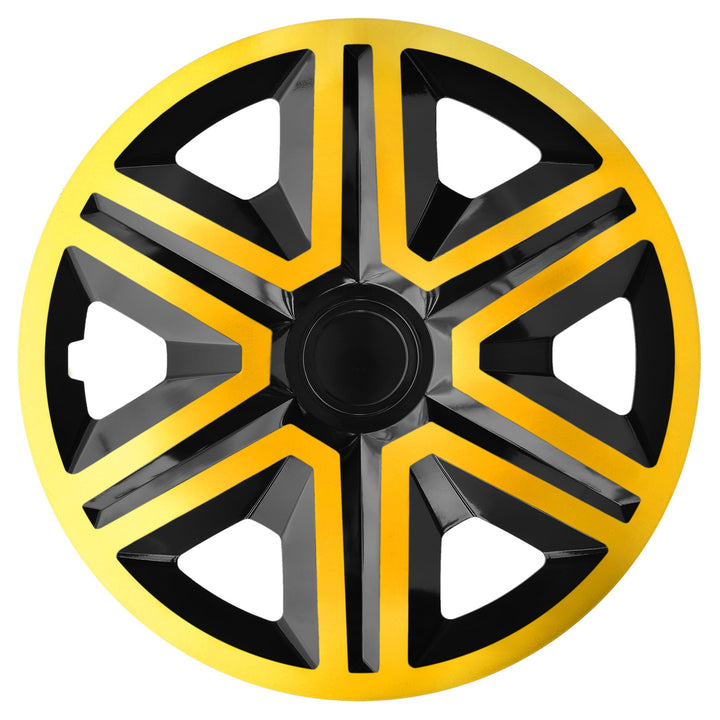 NRM ACTION Doublecolor Radzierblenden für 15" Stahlfelgen Zweifarbige Radkappen Satz 4er Set Auto KFZ Fahrzeug Geeignet ür die meisten Marken und Felgen ABS-Kunststoff Gold/Schwarz