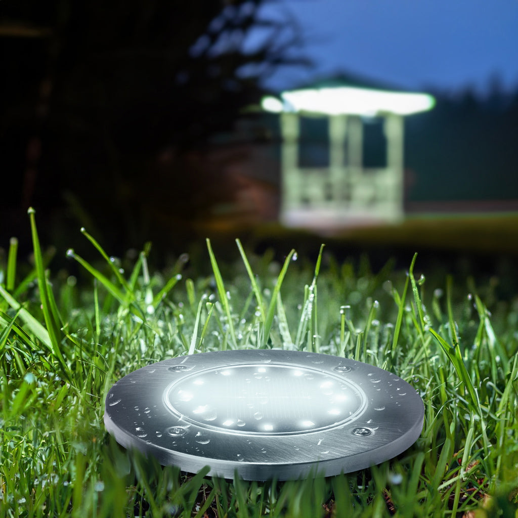 Maclean MCE318 LED Solar Bodenleuchten mit Erdspieß 12 LED SMD Neutralweiß 4000K 0,7W Solarlampe für Außen Wegeleuchte Gartenleuchten IP44 (6x Stück)