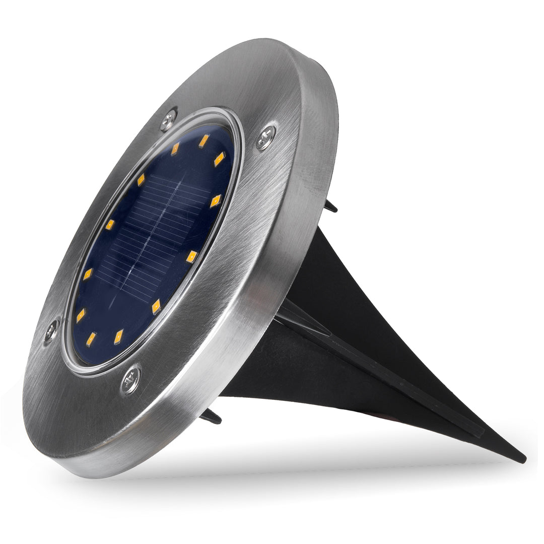 Maclean MCE318 LED Solar Bodenleuchten mit Erdspieß 12 LED SMD Neutralweiß 4000K 0,7W Solarlampe für Außen Wegeleuchte Gartenleuchten IP44 (6x Stück)