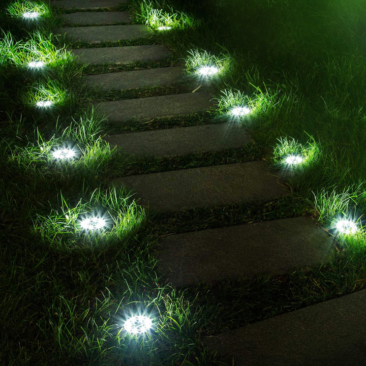 Maclean MCE318 LED Solar Bodenleuchten mit Erdspieß 12 LED SMD Neutralweiß 4000K 0,7W Solarlampe für Außen Wegeleuchte Gartenleuchten IP44 (6x Stück)