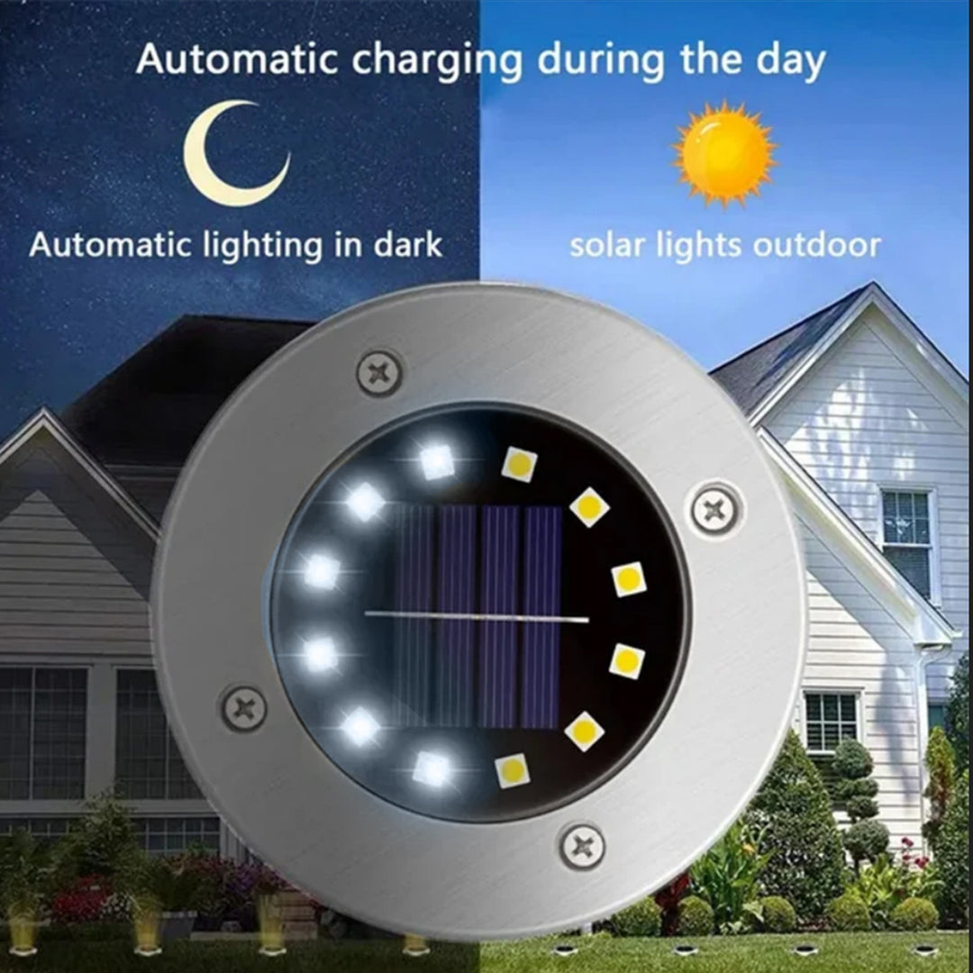 Maclean MCE318 LED Solar Bodenleuchten mit Erdspieß 12 LED SMD Neutralweiß 4000K 0,7W Solarlampe für Außen Wegeleuchte Gartenleuchten IP44 (6x Stück)