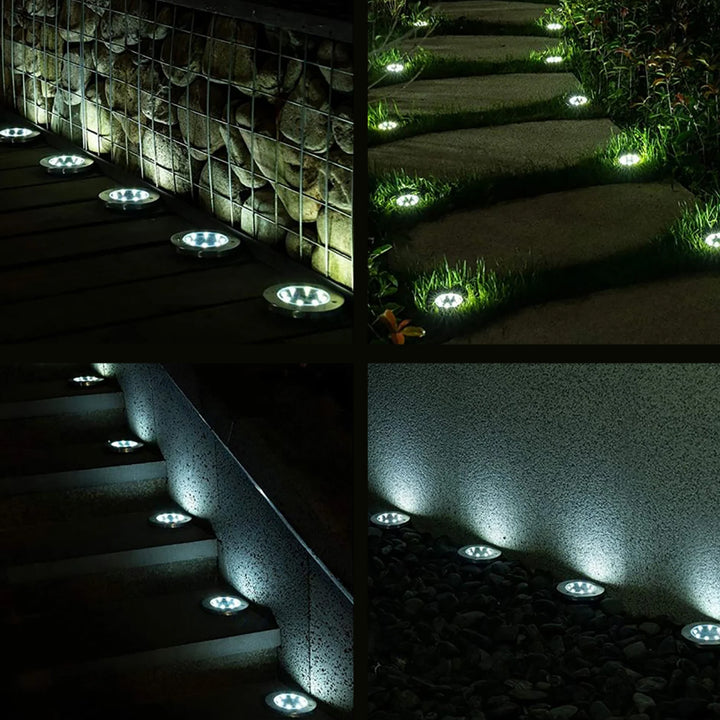 Maclean MCE318 LED Solar Bodenleuchten mit Erdspieß 12 LED SMD Neutralweiß 4000K 0,7W Solarlampe für Außen Wegeleuchte Gartenleuchten IP44 (6x Stück)