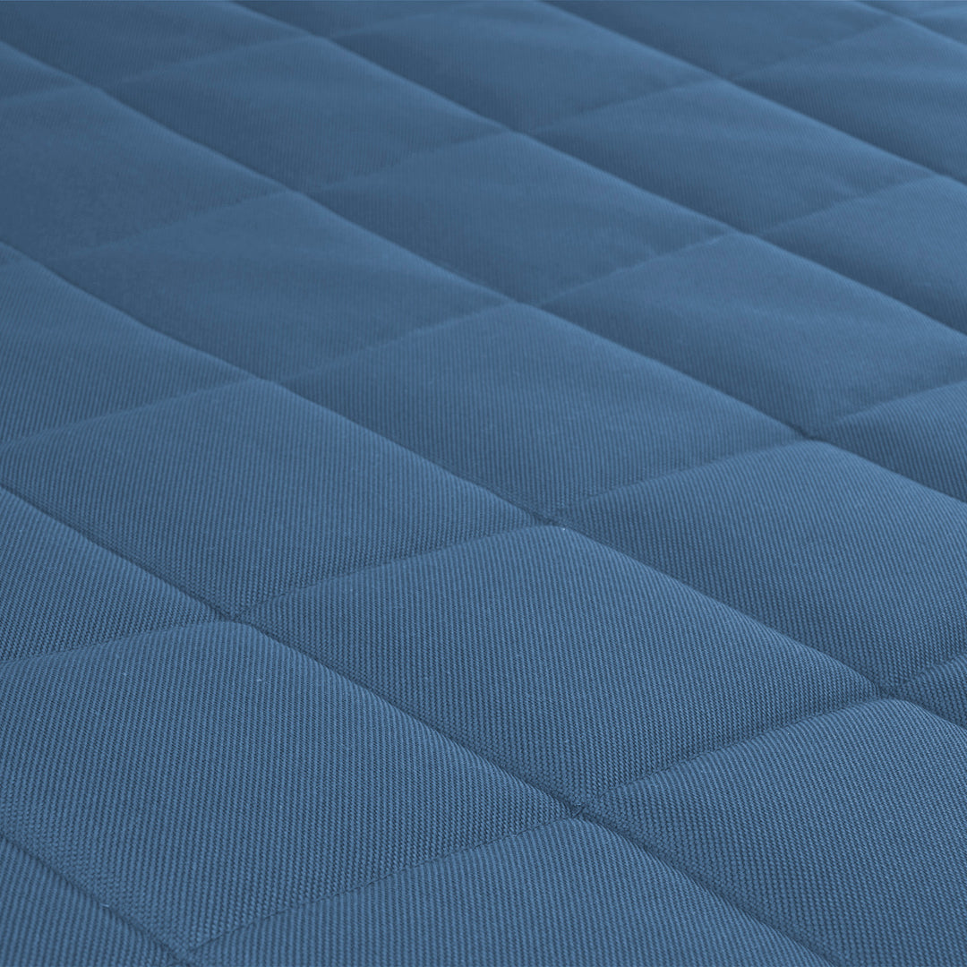 Vigo Checked Hunde-Katzen-Matratzenbett 80 x 60 x 5 cm in blau mit weißer Zierleiste