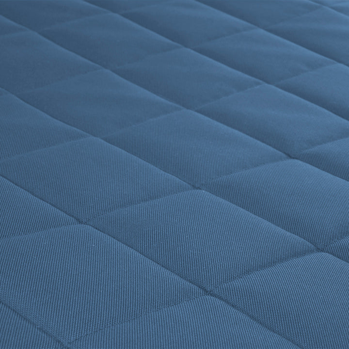 Vigo Checked Hunde-Katzen-Matratzenbett 80 x 60 x 5 cm in blau mit weißer Zierleiste