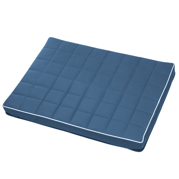 Vigo Checked Hunde-Katzen-Matratzenbett 80 x 60 x 5 cm in blau mit weißer Zierleiste