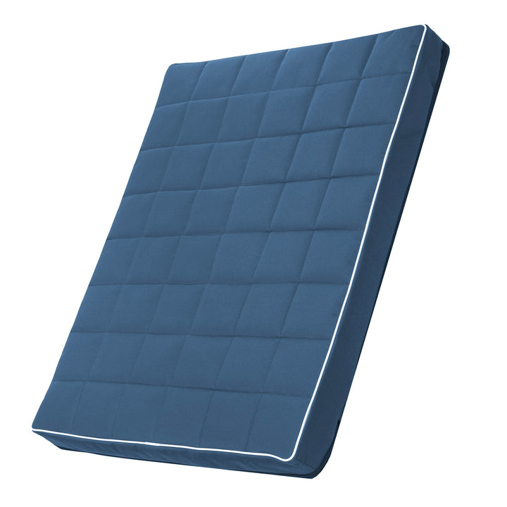 Vigo Checked Hunde-Katzen-Matratzenbett 80 x 60 x 5 cm in blau mit weißer Zierleiste