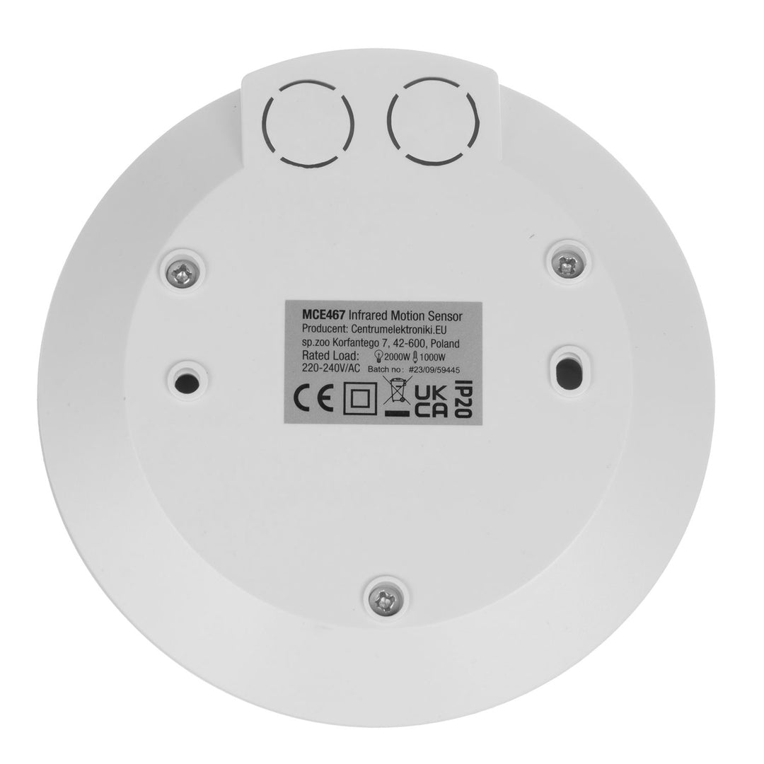 Maclean MCE467 PIR Bewegungsmelder mit Dämmerungssensor und Fernbedienung, 360° Grad Erfassungsbereich bis 8m, Standby Modus, IP20, max. 2000W