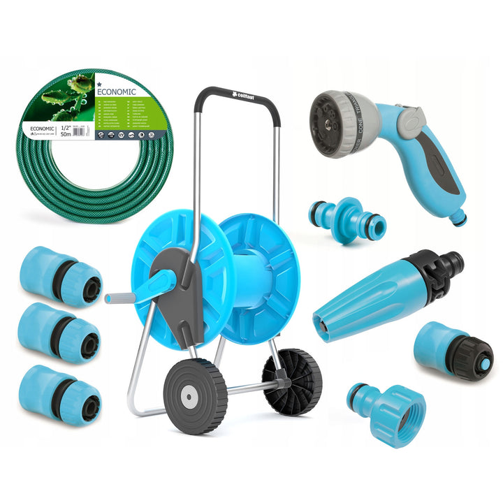 Cellfast Garten-Set, Economic 1/2'' 50 m Schlauch, Aluplus 1/2'' 60 m Wagen