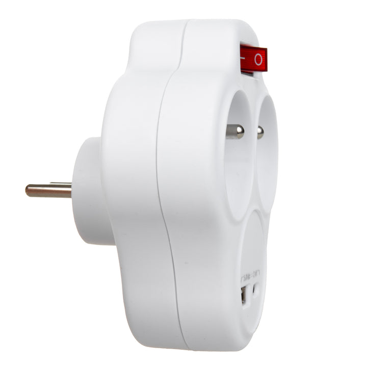Maclean-Steckdosenleiste, Verteiler mit 2 Steckdosen und USB A/C 2,4 A, Typ E, 2×16 A, MCE336 E