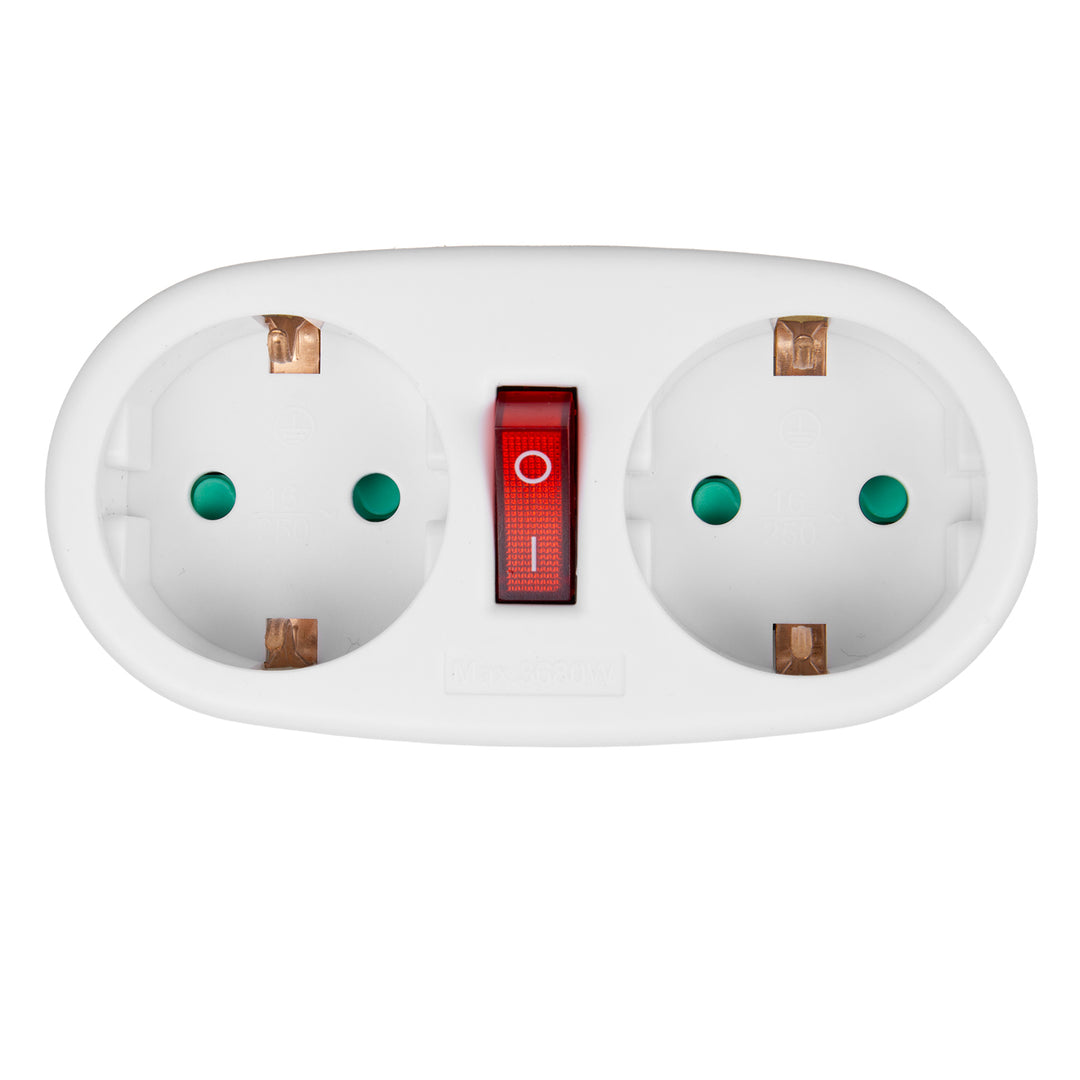 Maclean-Steckdose, Verteiler mit 2 Steckdosen und Schutzschalter, Typ F, 2x16A, MCE338 F