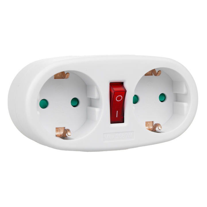 Maclean-Steckdose, Verteiler mit 2 Steckdosen und Schutzschalter, Typ F, 2x16A, MCE338 F