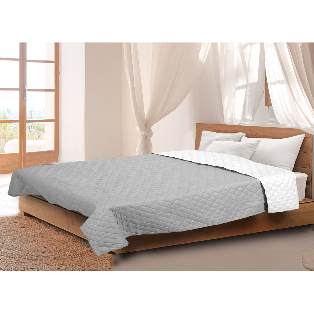 Medicline Bettdecke Doppelseitige Steppdecke für das Bett 100% Mikrofaser-Polyester Antiallergisch Schlafdecke 160 x 200 cm, Grau/weiß
