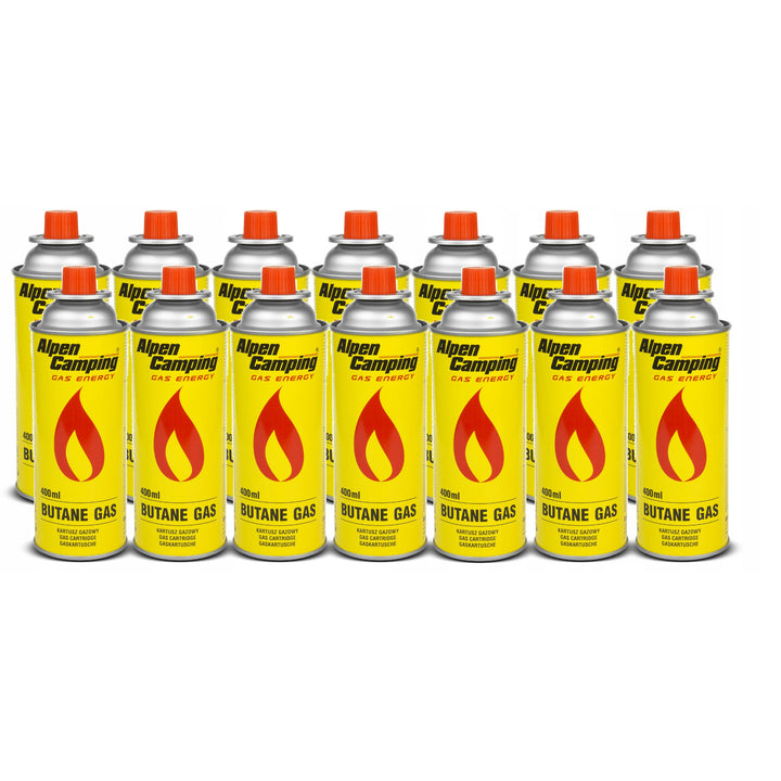 14x Alpen Camping 400ml Gaskartusche, Zertifikat: Pi 0875, entspricht EN417, Isobutan, Betriebsbereich -10°c bis + 40°c, IK004