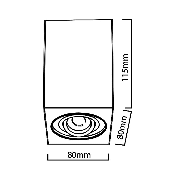 Maclean Anbauleuchte, Strahler, Halogen, quadratisch, Aluminium, Leuchtmittel 5W GU10, 80x80x115mm, Farbe schwarz, MCE426 B