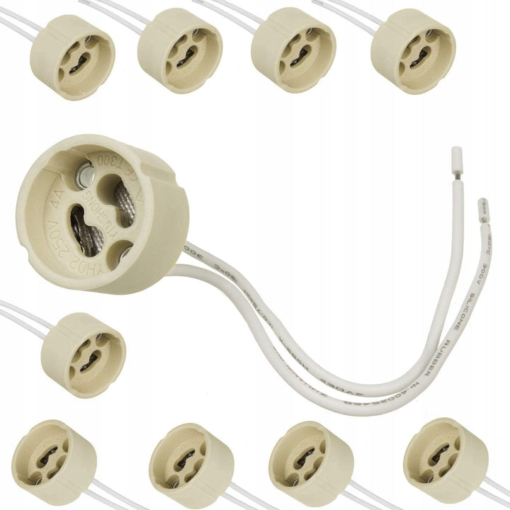 Keramiksockel 10er-Pack Keramikfassung Fassung Sockel aus Keramik für Halogen und LED 14cm GU10 Keramikdose, 250V~, Max. Nennstrom 2A