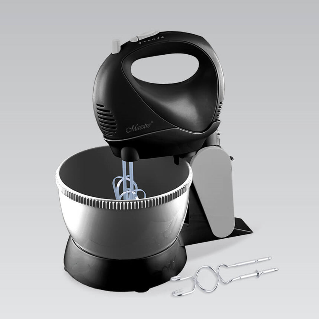 Mixer mit Rotierender Schüssel, Leistung: 600 W, 5 Geschwindigkeitsstufen, „Turbo“-Funktion, Fassungsvermögen von 3L (Schwarz)