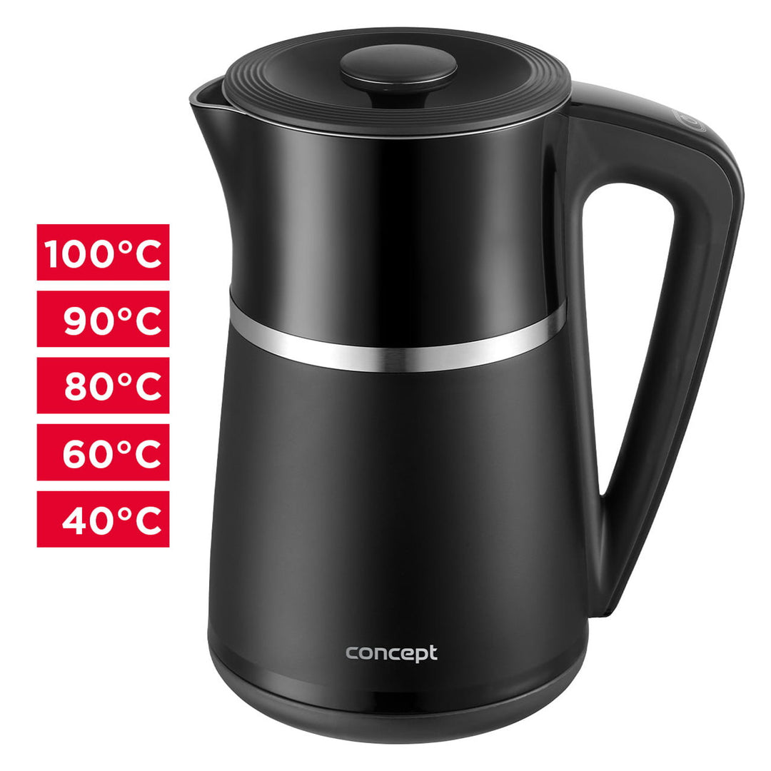 1.7L Concept doppelwandiger elektrischer Wasserkocher mit Temperaturkontrolle RK3100