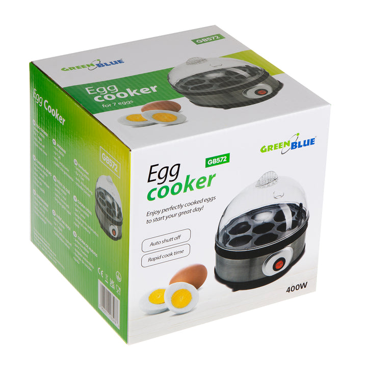 GreenBlue automatischer Eierkocher, Leistung 400W, bis zu 7 Eier, Messbecher, 220-240V~, 50 Hz, GB572