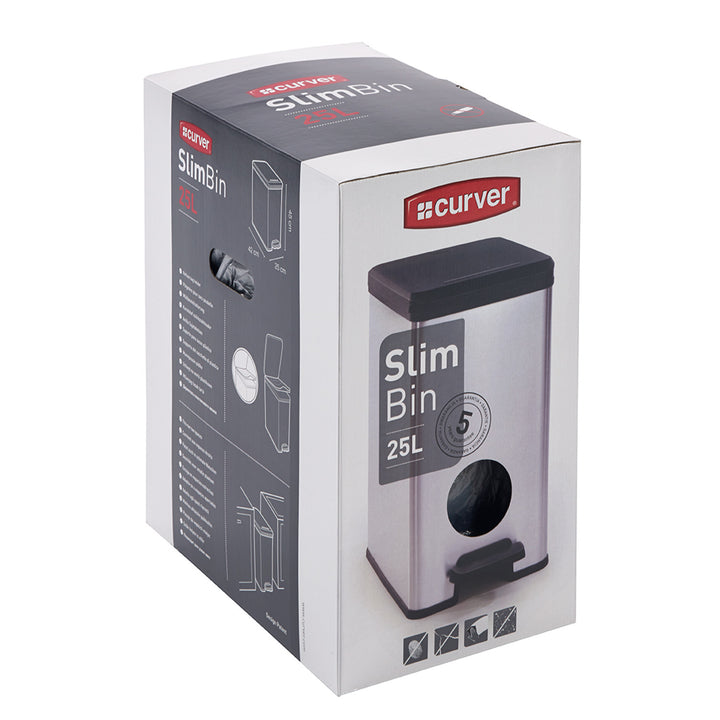 Curver Abfalleimer, mit Pedal, Inhalt 25 Liter, Slim Bin