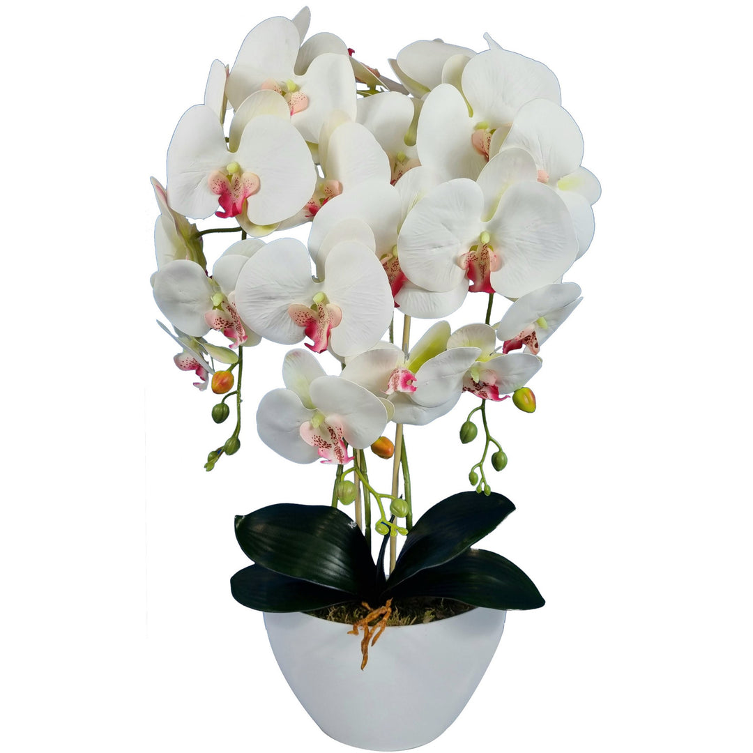 Damich künstliche Orchidee, weiß, rosa Herz, aus Gummi, 3pgb2