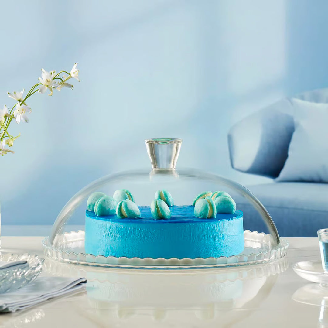 Pasabahce Tortenplatte mit Haube, Glasplatte  mit Glasschirm, 32 cm